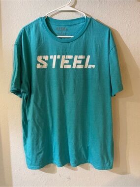 Steel Men's Teal Short-Sleeve Logo T-Shirt